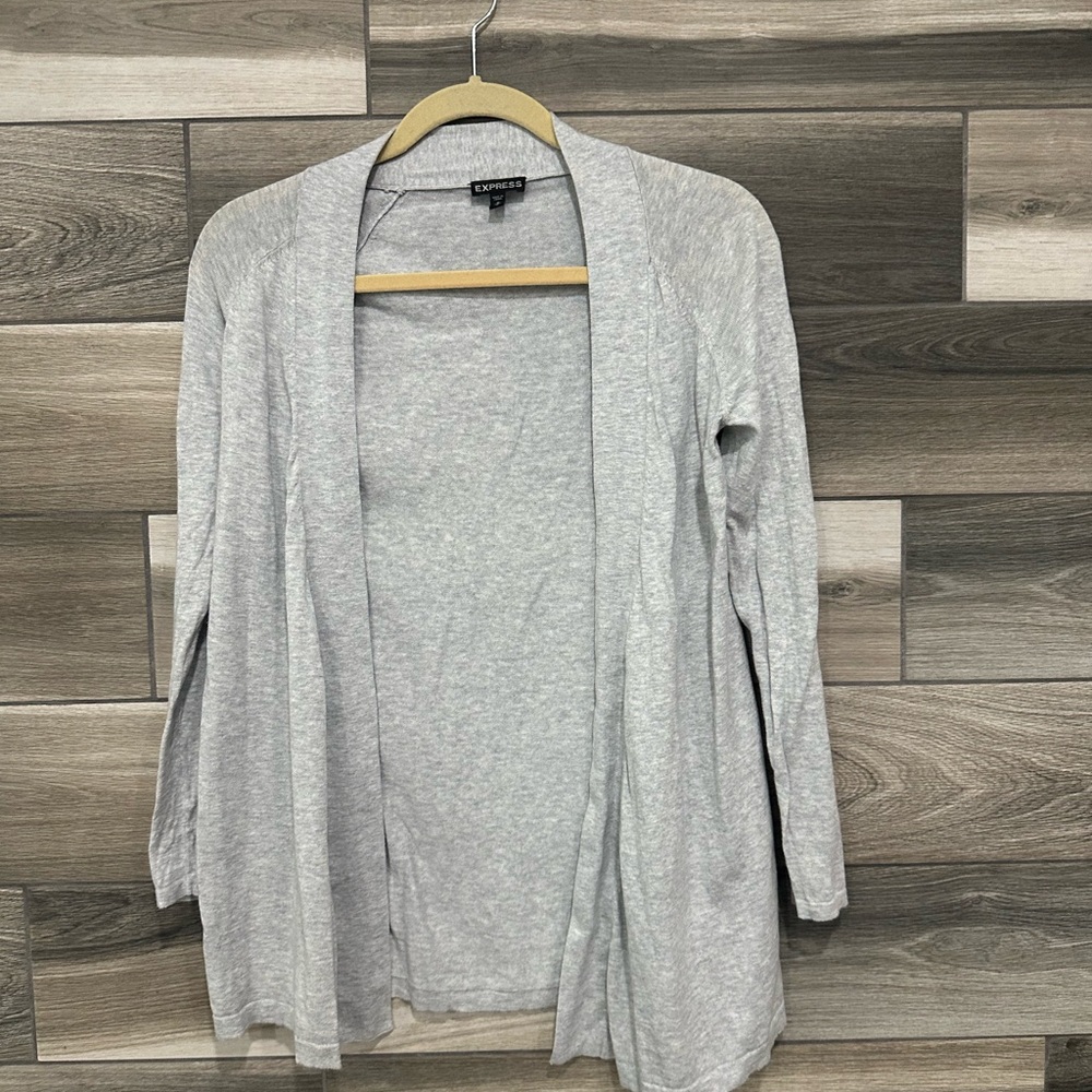 Express Light Gray Women's Open Cardigan